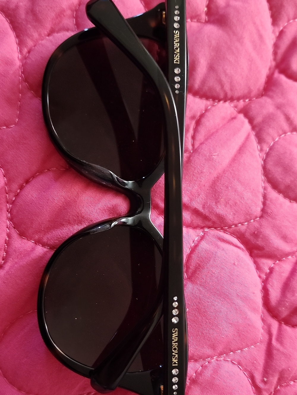 Swarovski Black Sunglasses with Crystal-Embellished Temples